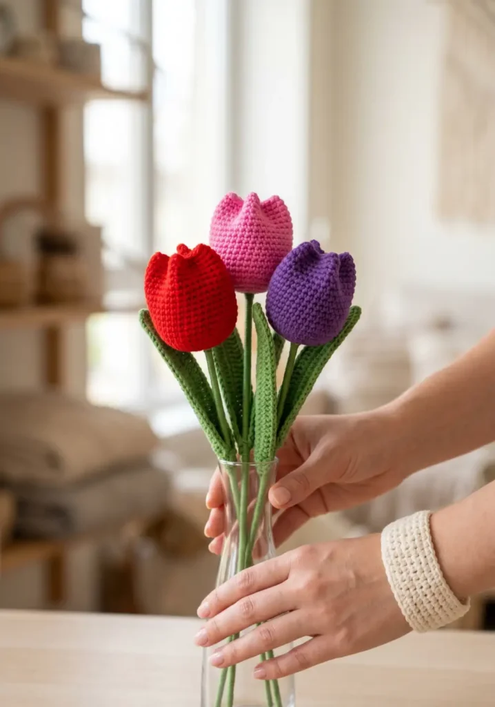 3. Crochet Tulip Flower Arrangement