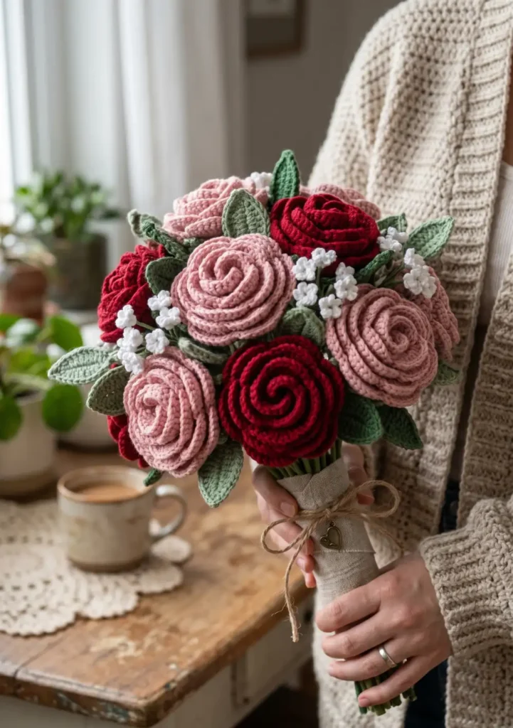 31. Crochet Camellia Bouquet