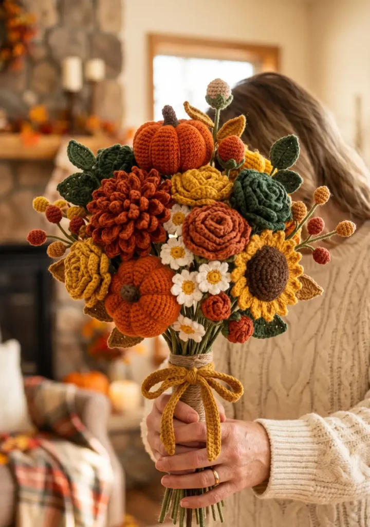 32. Crochet Autumn Flower Bouquet