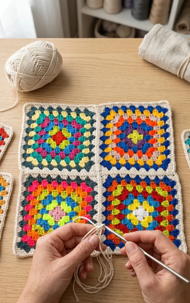 Crochet granny square bag
