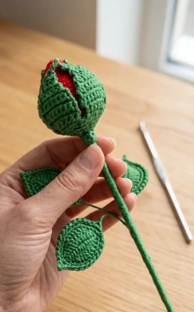 Crochet Closed Rose Pattern