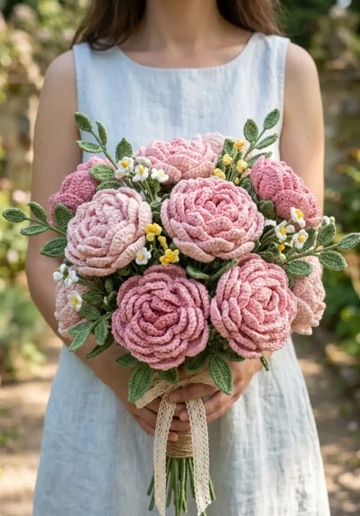 5. Crochet Peony Flower Bouquet