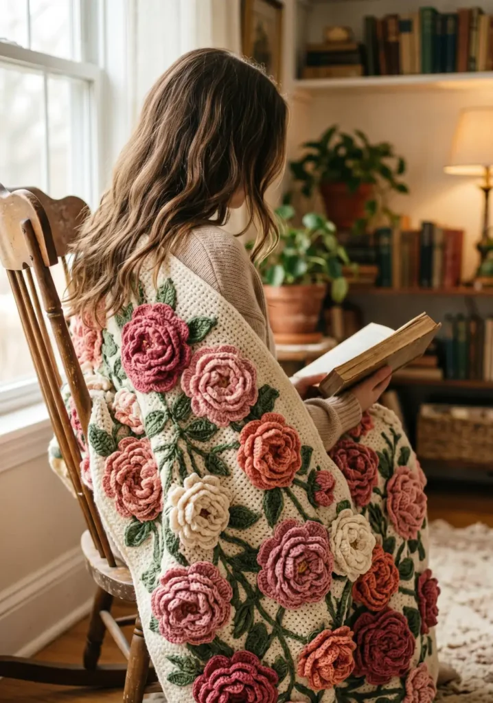 6. Peony Bouquet Blanket Free Pattern