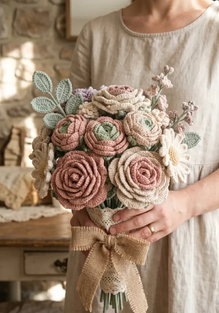 8. Crochet Vintage Flower Bouquet