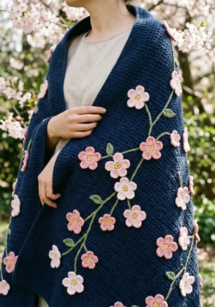 9. Cherry Blossom Bouquet Blanket Design