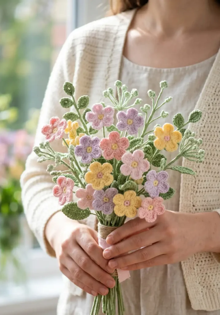 9. Crochet Spring Blossom Bouquet