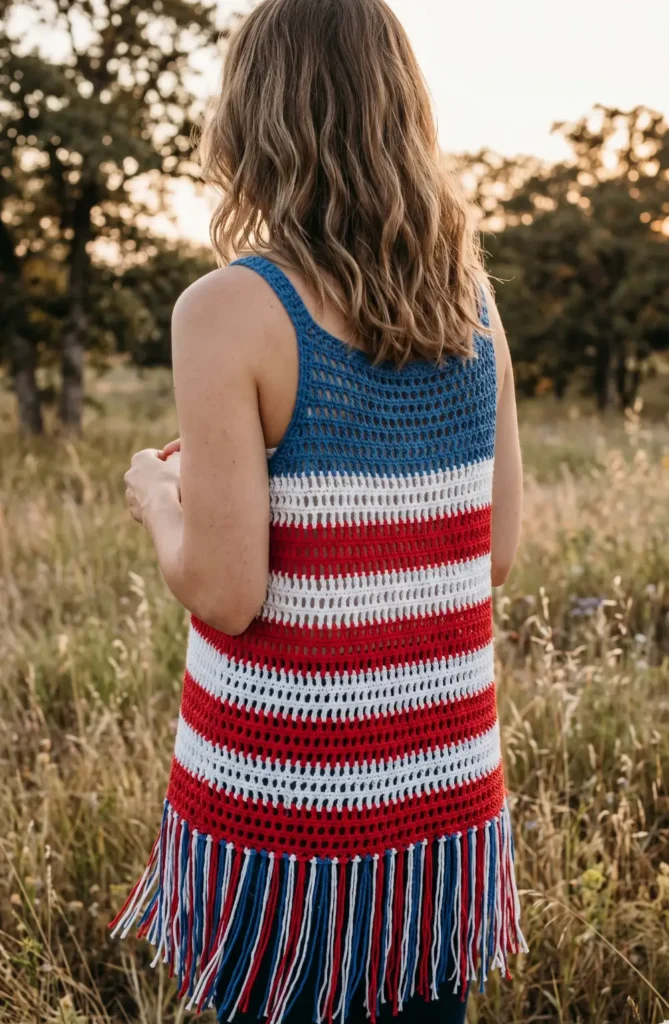 Boho American Flag Crochet Tank