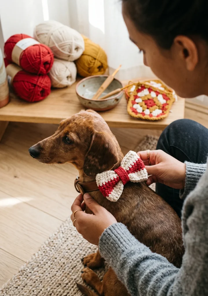 Crochet Bow Tie Collar Accessory
