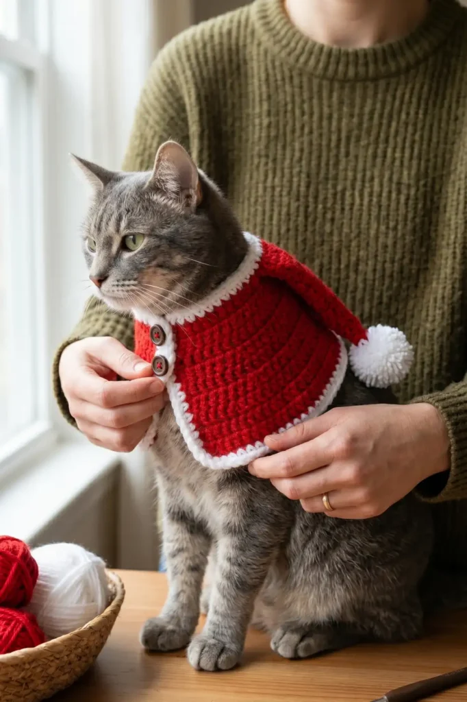 Crochet Holiday Outfit for Cats