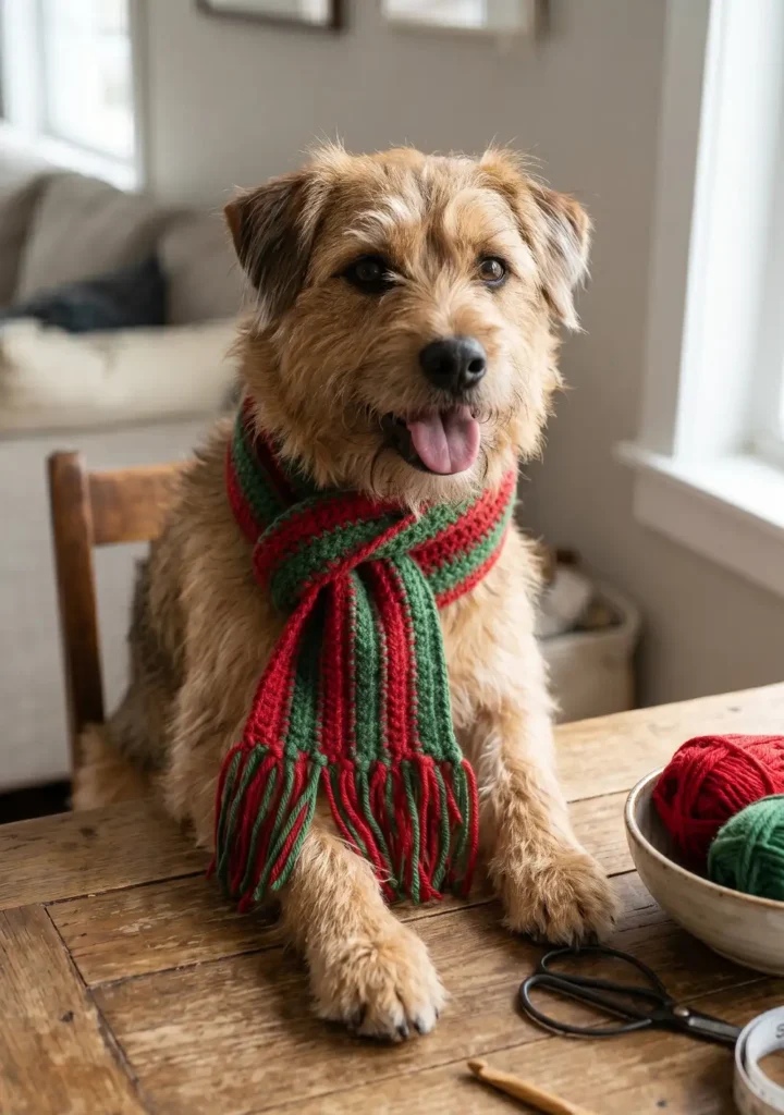 Crochet Holiday Scarf for Pets