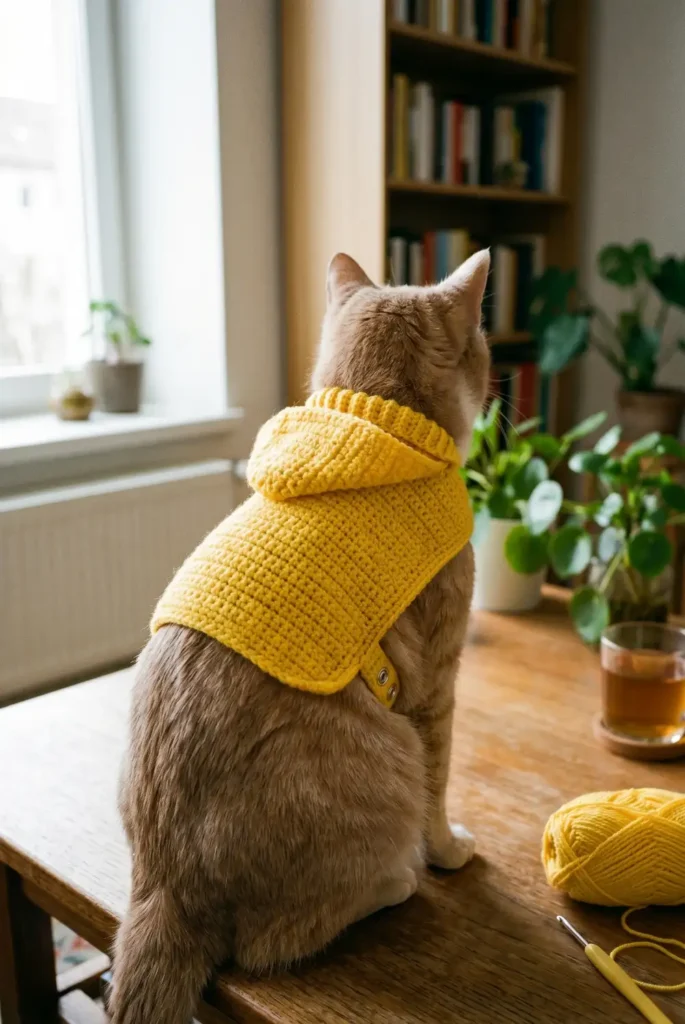 Crochet Raincoat for Small Cats