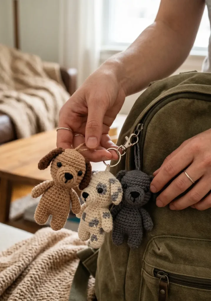 Cute Puppy Keychain Crochet Design