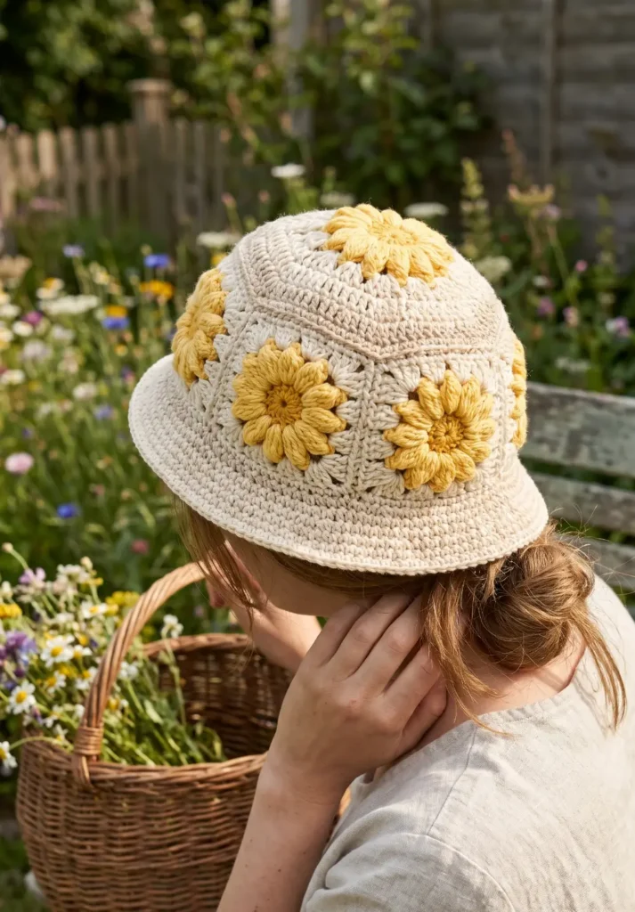 Daisy Flower Crochet Hat Pattern