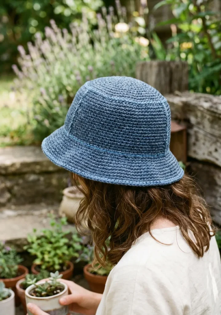 Denim-Inspired Crochet Bucket Hat