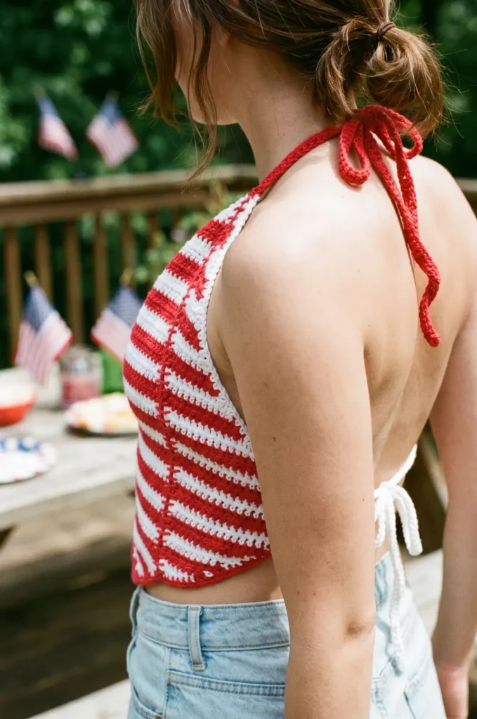 Easy Red White & Blue Halter Top