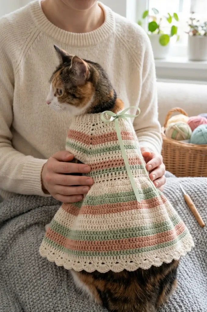 Fancy Crochet Dress for Felines