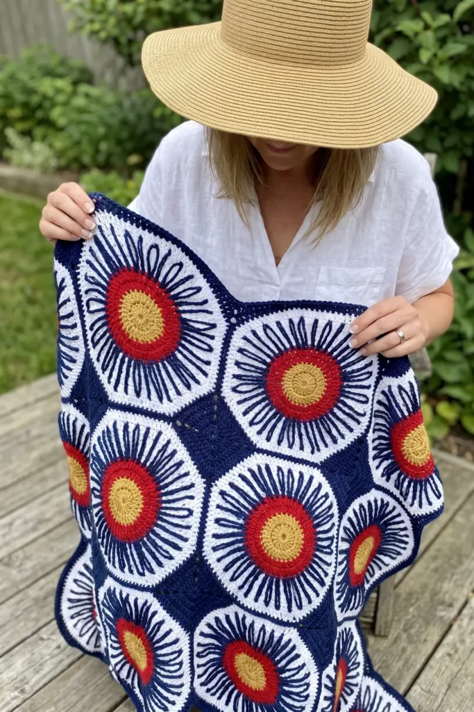 Firework Burst Crochet Blanket Pattern