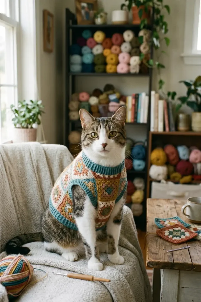 Granny Square Vest for Cats