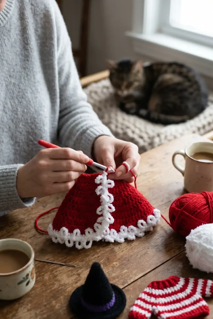Holiday-Themed Crochet Cat Clothes