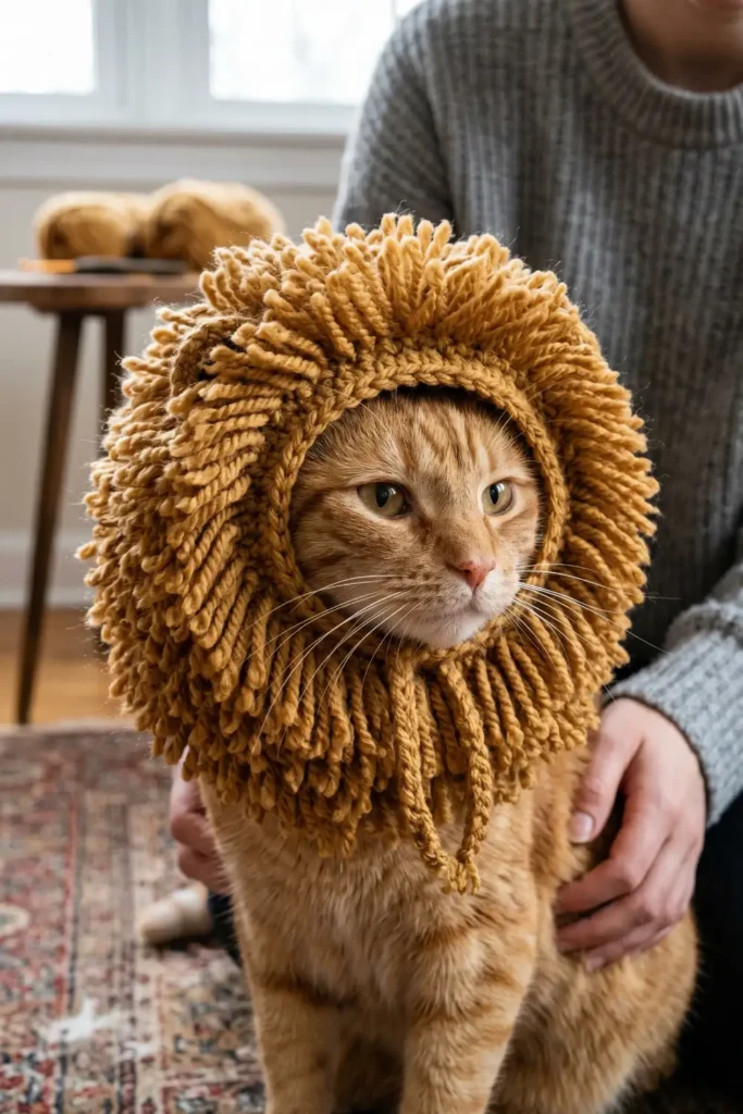 Lion Mane Crochet Cat Costume