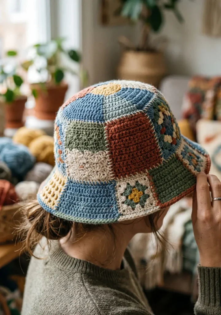 Patchwork Crochet Bucket Hat Pattern