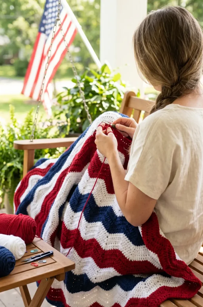 Patriotic Ripple Crochet Throw Pattern