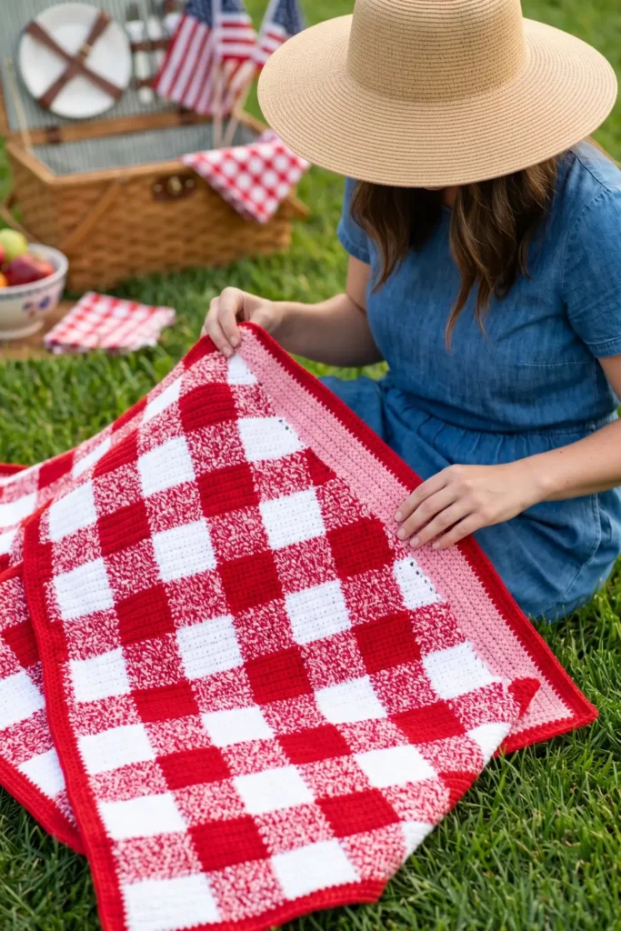 Picnic-Themed Crochet Blanket Pattern