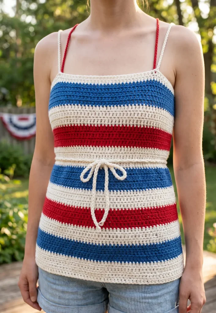 Retro USA-Inspired Crochet Cami