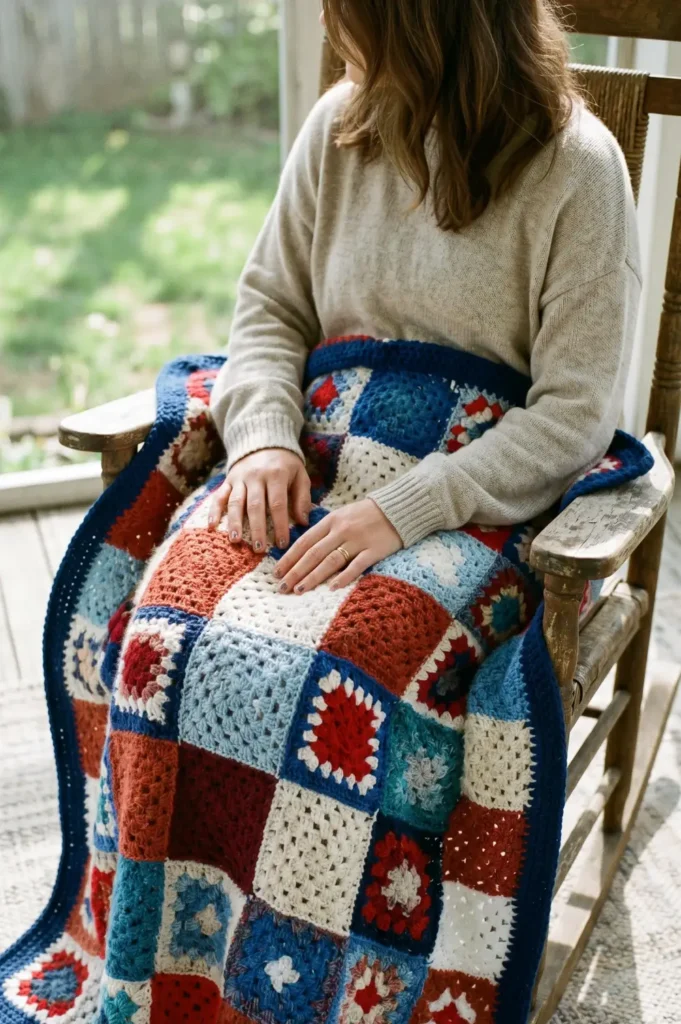 Scrap Yarn Patriotic Crochet Blanket Project