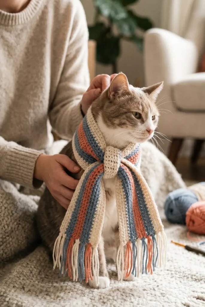 Soft Crochet Scarf for Chilly Cats