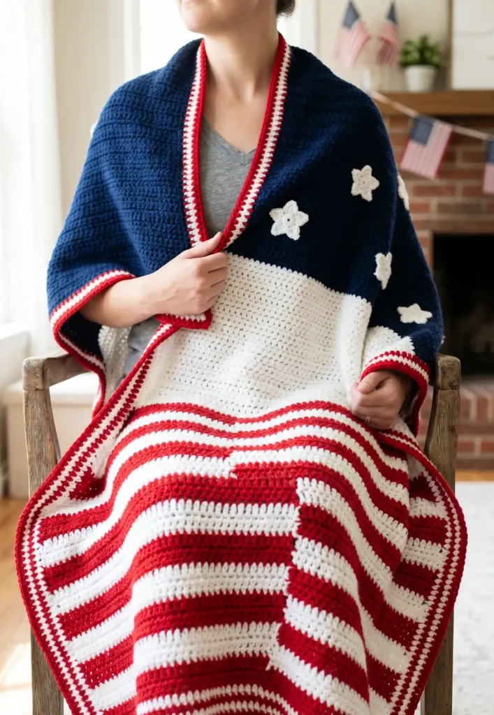 Uncle Sam Inspired Crochet Afghan