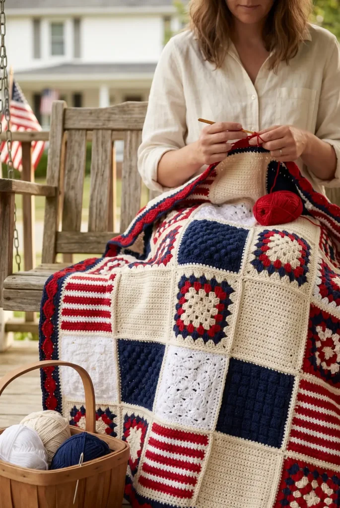 Vintage Americana Patchwork Blanket
