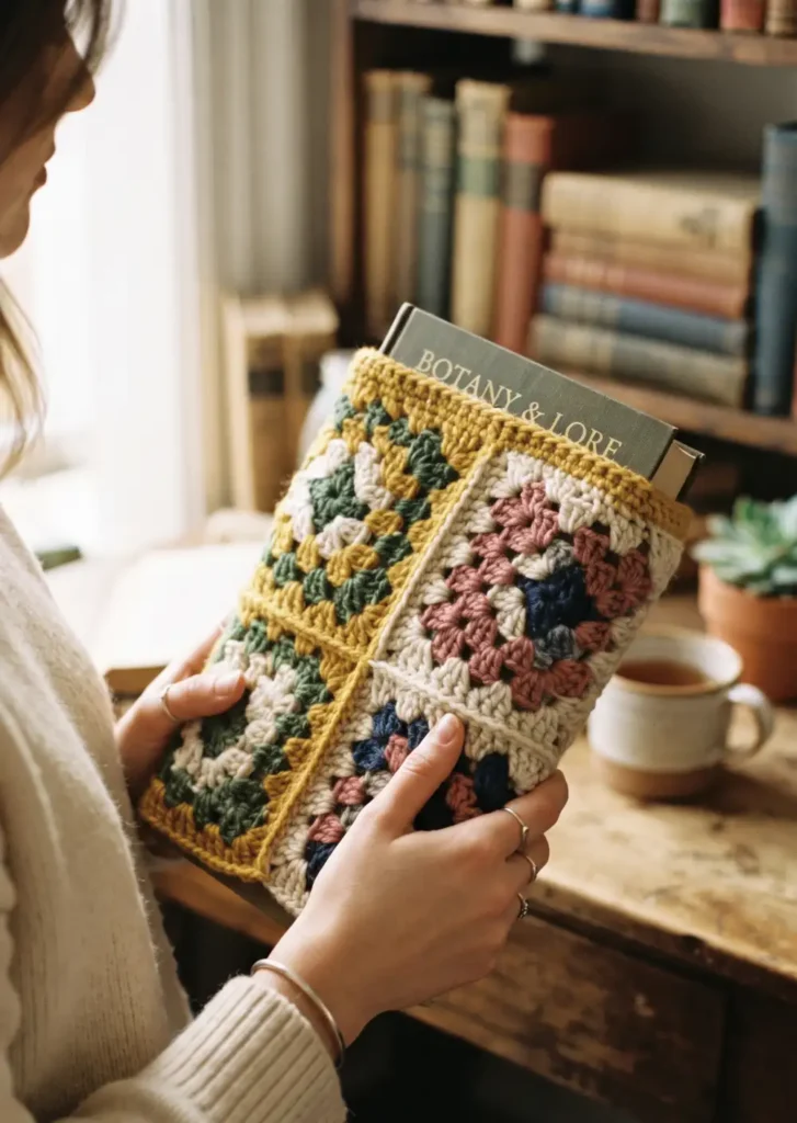 1. Classic Granny Square Book Sleeve Pattern