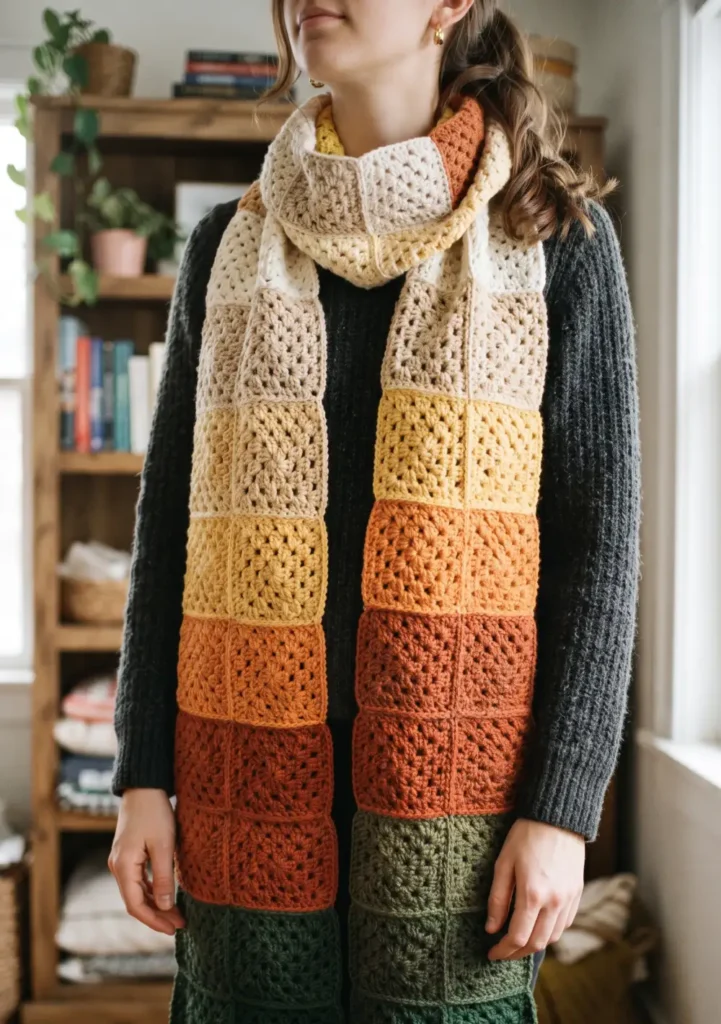 11. Ombre Granny Square Scarf Pattern