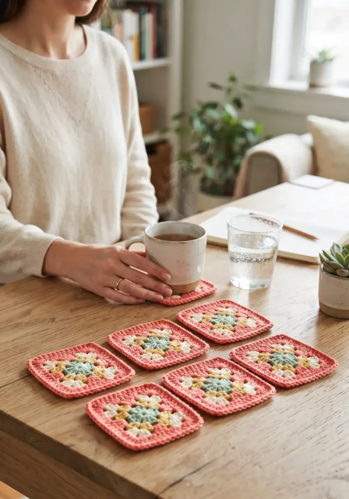 Granny Square Coasters Set