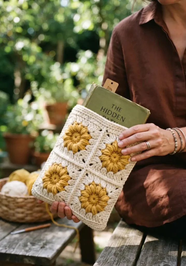 12. Puff Stitch Granny Square Book Sleeve Pattern