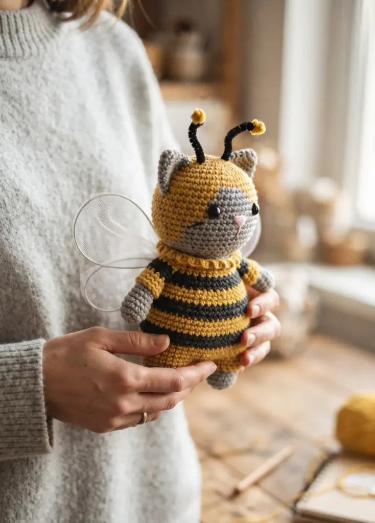 13. Bee Costume Crochet Cat Plush
