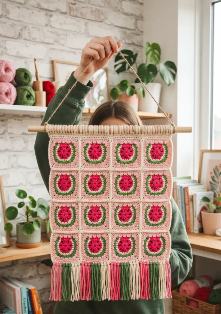 Crochet Granny Square Wall Hanging