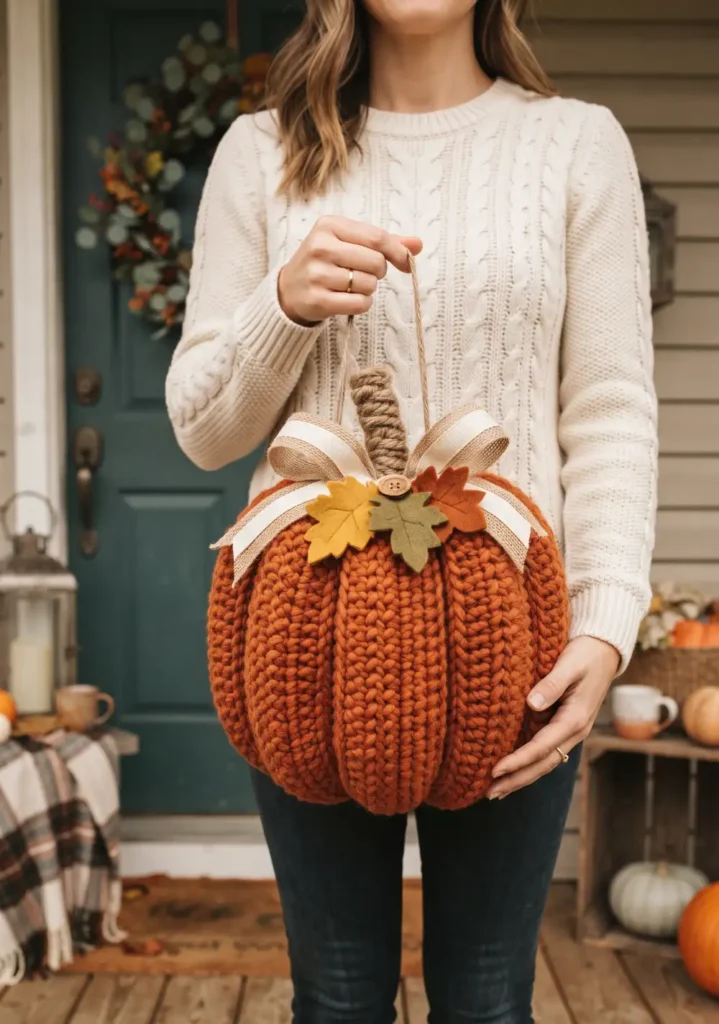Crochet Pumpkin Door Hanger