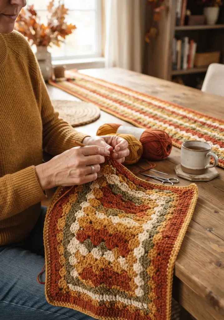 Autumn Crochet Table Runner