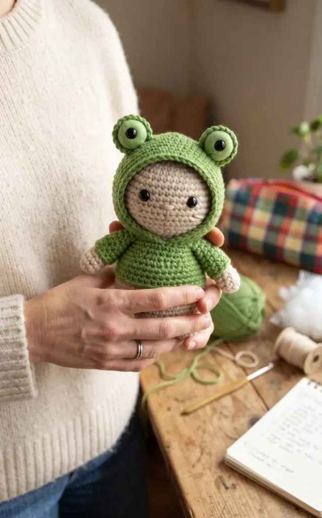 14. Frog Hoodie Cat Amigurumi