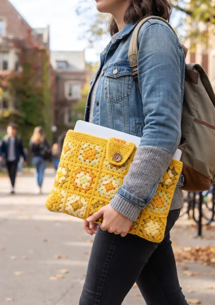 Crochet Granny Square Laptop Sleeve