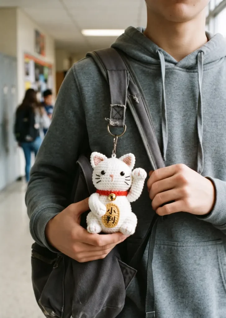 16. Lucky Maneki Neko Crochet Cat
