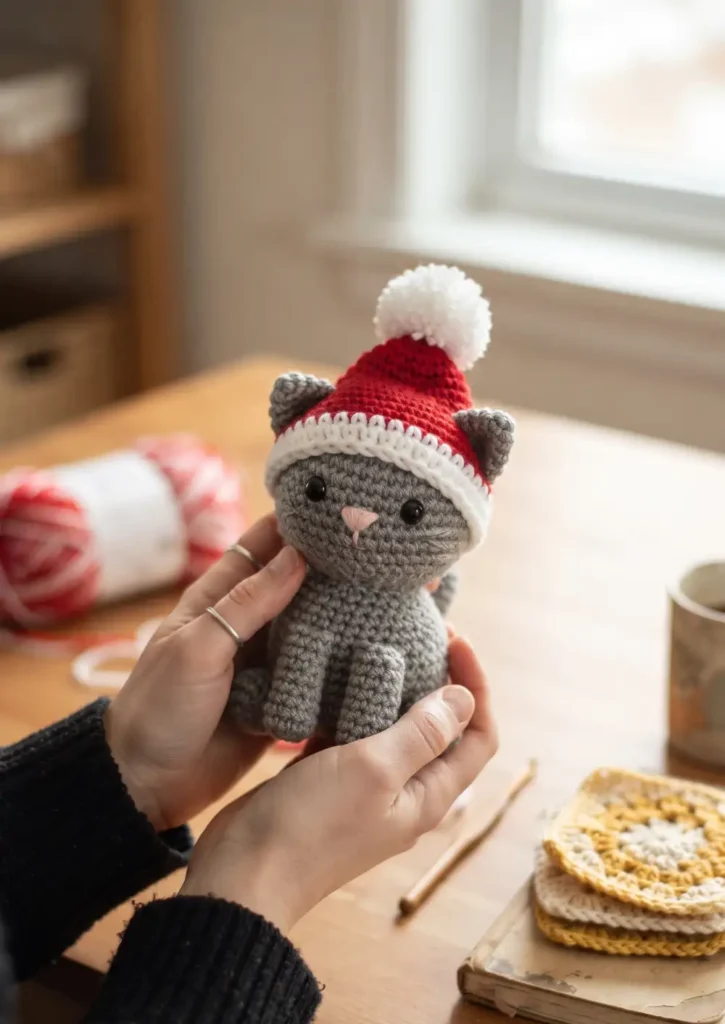 17. Christmas Cat with Santa Hat