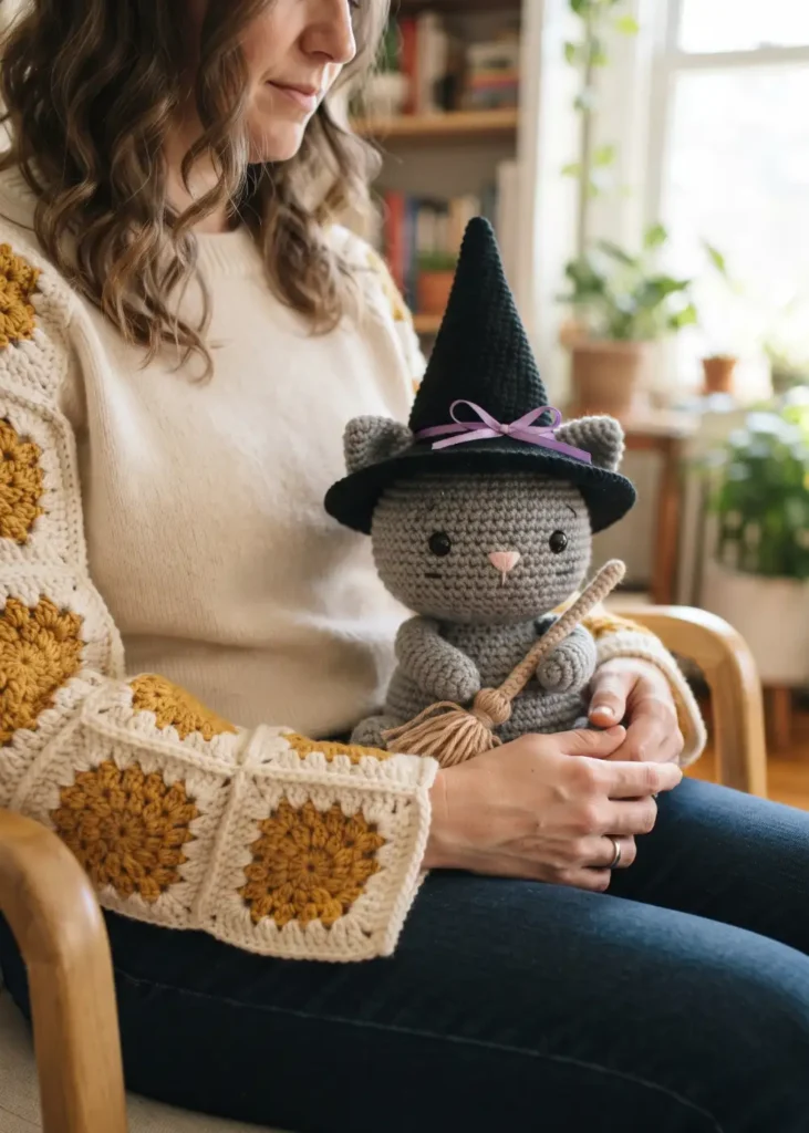 18. Witch Cat Amigurumi for Halloween