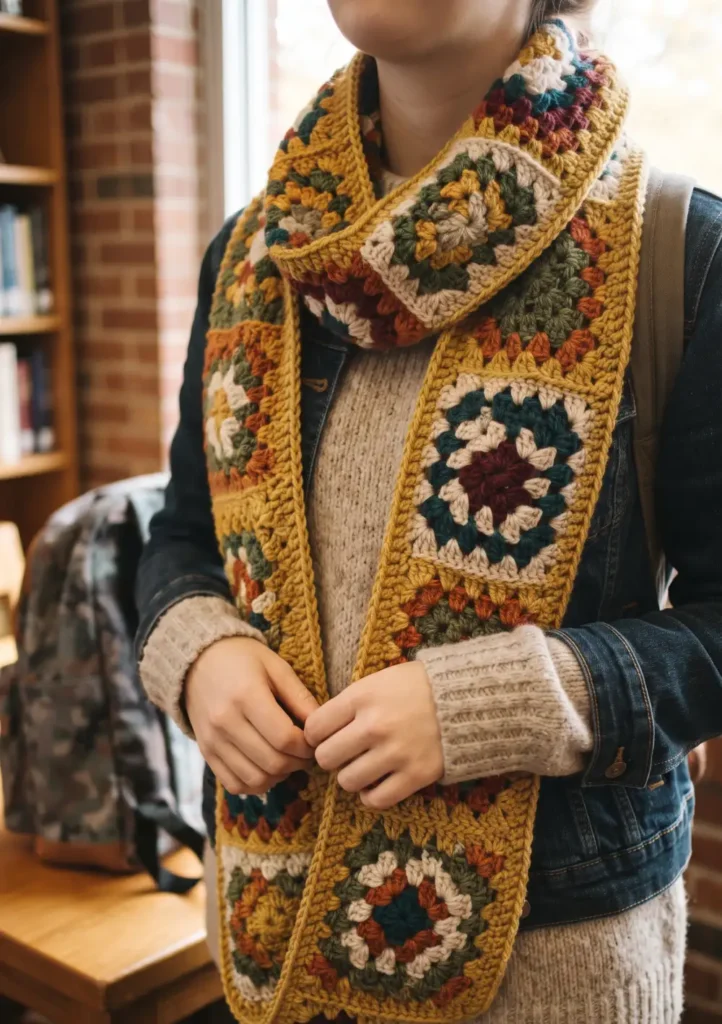 19. Cozy Infinity Granny Square Scarf Pattern