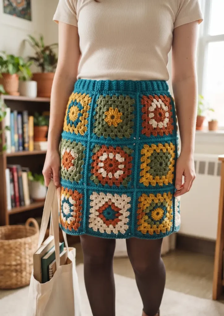 Crochet Granny Square Skirt