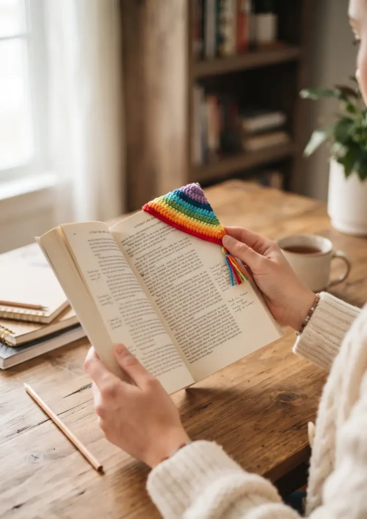 19. Crochet Rainbow Bookmark