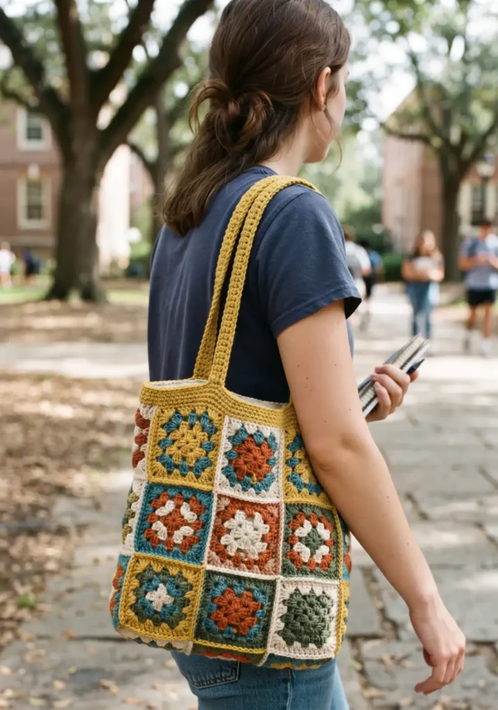 Crochet Granny Square Tote Bag