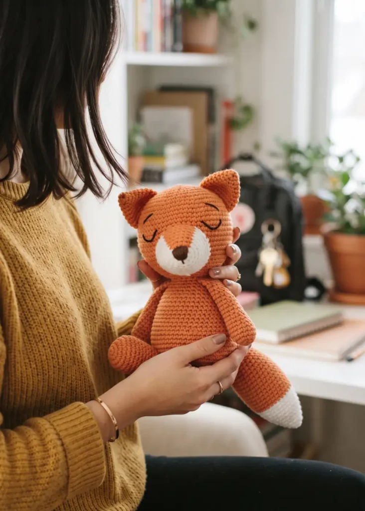 2. Sleepy Fox Crochet Plush